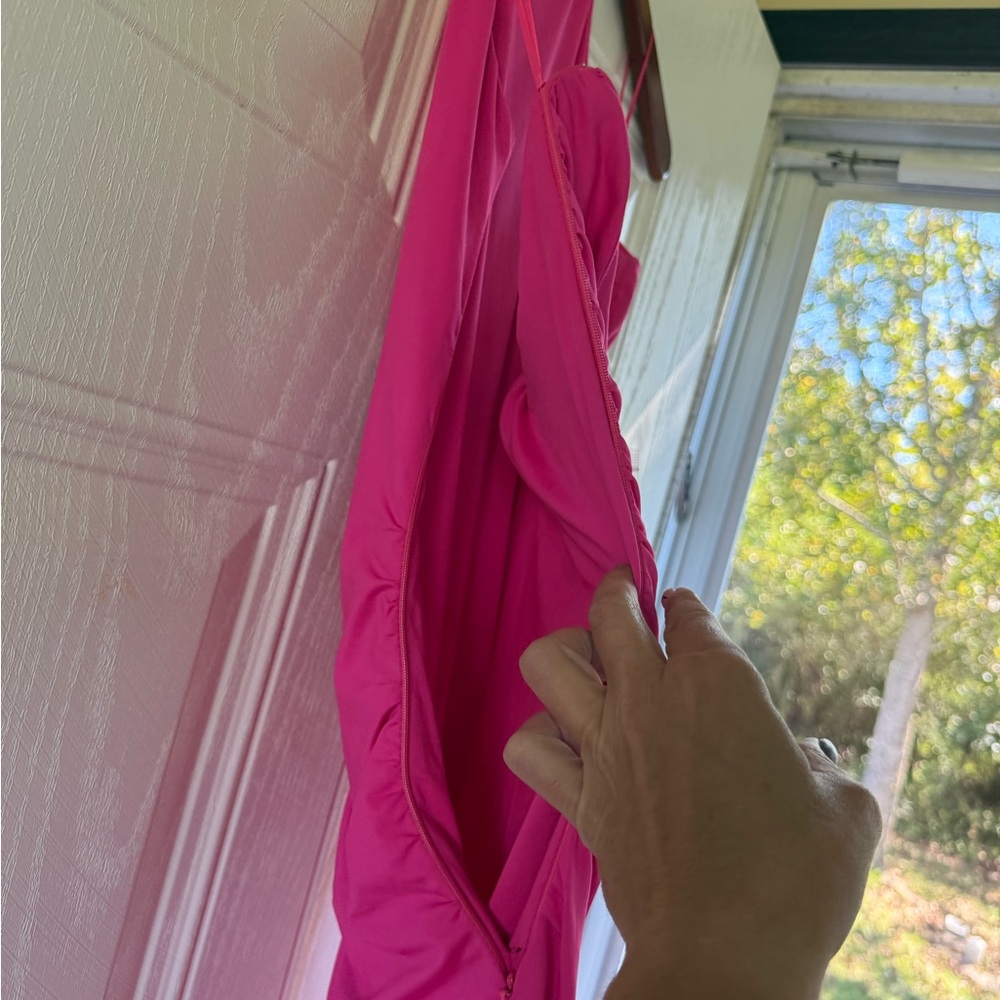 2 for $15 sale: nwt superdown Mallory halter hot pink ruched bodycon midi dress - Picture 7 of 7